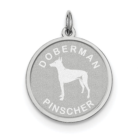 Sterling Silver Doberman Pinscher Disc Charm QC2683 - shirin-diamonds