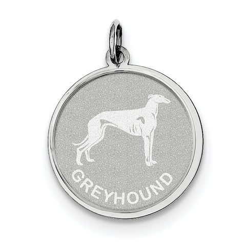 Sterling Silver Greyhound Disc Charm QC2690 - shirin-diamonds