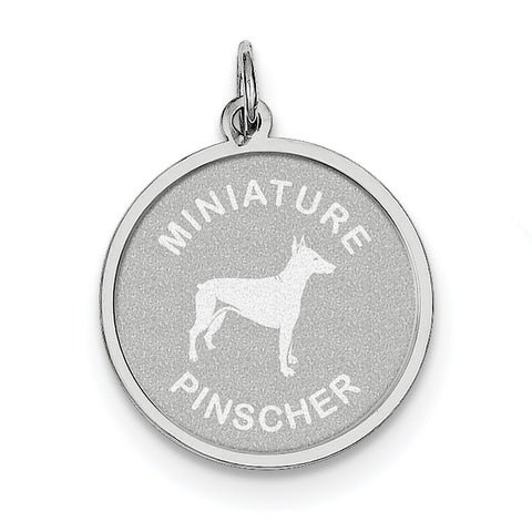 Sterling Silver Miniature Pinscher Disc Charm QC2695 - shirin-diamonds