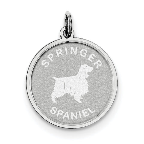 Sterling Silver Springer Spaniel Disc Charm QC2709 - shirin-diamonds