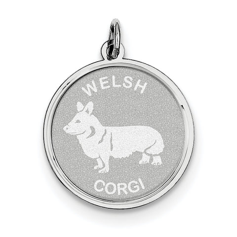 Sterling Silver Welsh Corgi Disc Charm QC2712 - shirin-diamonds