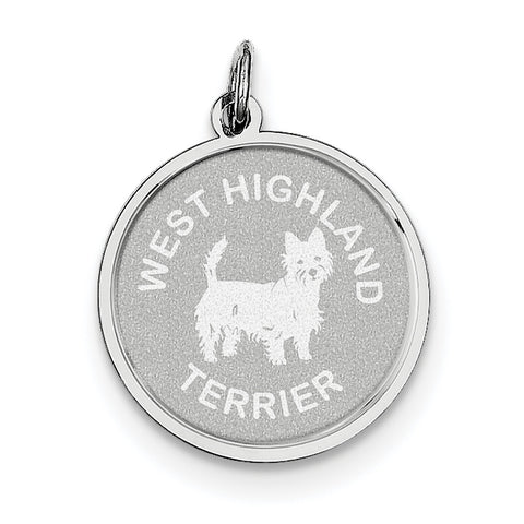 Sterling Silver West Highland Terrier Disc Charm QC2713 - shirin-diamonds