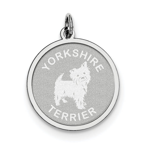 Sterling Silver Yorkshire Terrier Disc Charm QC2714 - shirin-diamonds