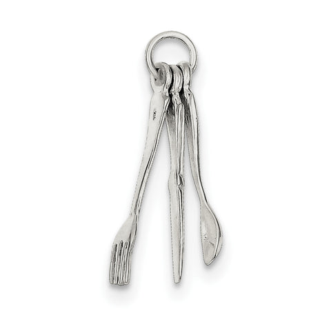 Sterling Silver Knife, Fork & Spoon Charm QC2774 - shirin-diamonds