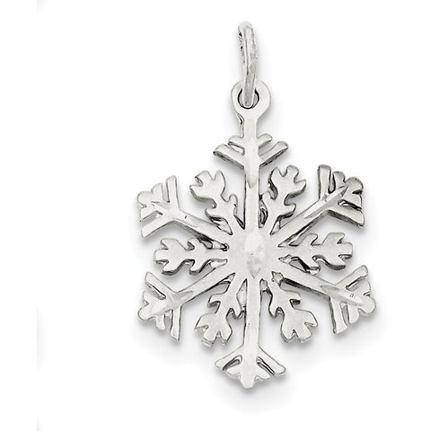 Sterling Silver D/C Satin Snowflake Charm QC3108 - shirin-diamonds