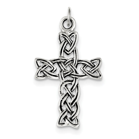 Sterling Silver Antiqued Celtic Cross Pendant QC3277 - shirin-diamonds
