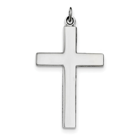 Sterling Silver Rhodium-plated Cross Lord's Prayer Pendant QC3324 - shirin-diamonds