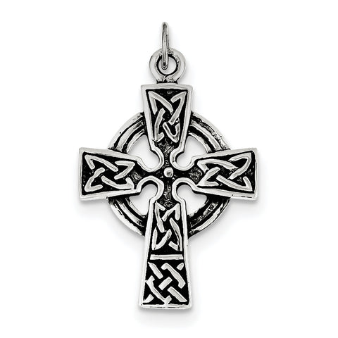 Sterling Silver Antiqued Celtic Cross Charm QC3369 - shirin-diamonds