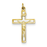 Sterling Silver Enamel & Vermeil INRI Crucifix Charm QC3390 - shirin-diamonds