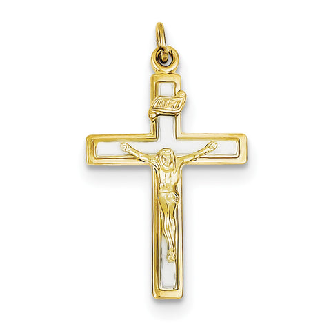 Sterling Silver Enamel & Vermeil INRI Crucifix Charm QC3390 - shirin-diamonds