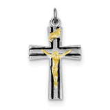 Sterling Silver Rhodium-plated & Vermeil INRI Crucifix Charm QC3394 - shirin-diamonds