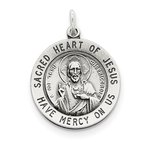 Sterling Silver Sacred Heart of Jesus Medal QC3460 - shirin-diamonds