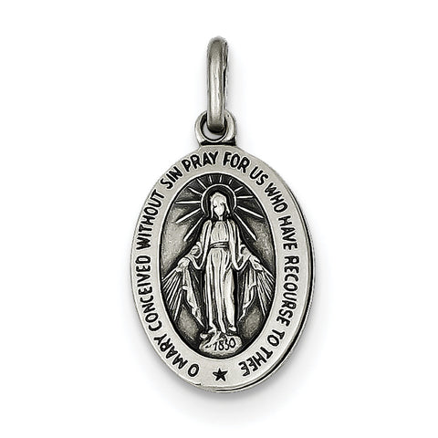 Sterling Silver Antiqued Miraculous Medal QC3483 - shirin-diamonds