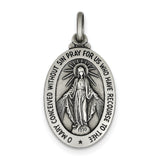 Sterling Silver Antiqued Miraculous Medal QC3485 - shirin-diamonds