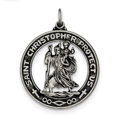Sterling Silver St. Christopher Medal QC3536 - shirin-diamonds