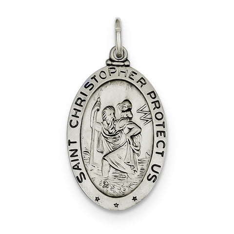 Sterling Silver St. Christopher Baseball Medal QC3568 - shirin-diamonds