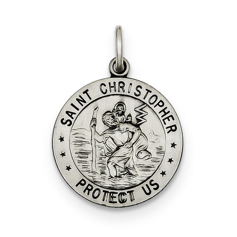 Sterling Silver St. Christopher Baseball Medal QC3571 - shirin-diamonds