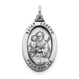 Sterling Silver Antiqued Saint Joseph Medal QC3596 - shirin-diamonds
