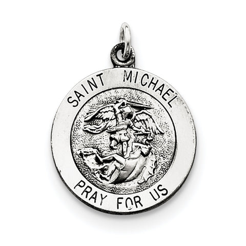 Sterling Silver Antiqued Saint Michael Medal QC3609 - shirin-diamonds