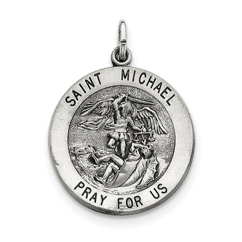 Sterling Silver Antiqued Saint Michael Medal QC3610 - shirin-diamonds