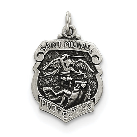 Sterling Silver St. Michael Badge Medal QC3612 - shirin-diamonds