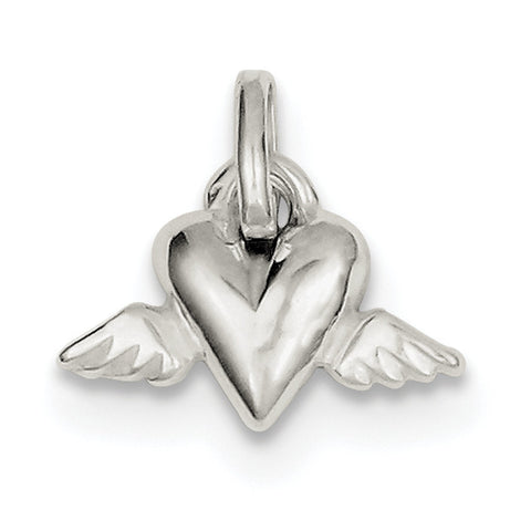 Sterling Silver Heart w/Wings Charm QC3719 - shirin-diamonds