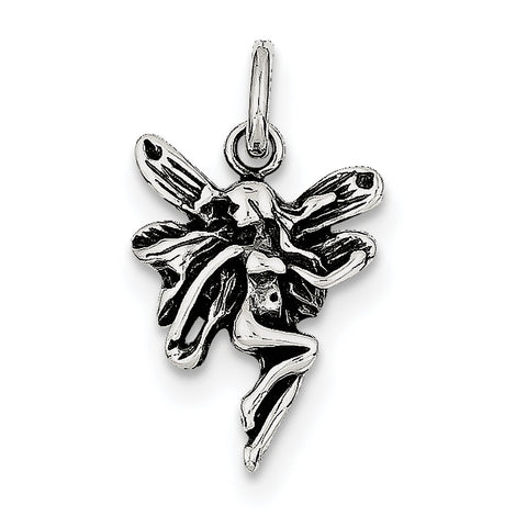 Sterling Silver Antiqued Fairy Pendant QC3907 - shirin-diamonds