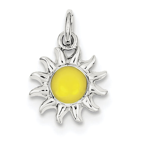Sterling Silver Rhodium-plated Yellow Sun Charm QC4001 - shirin-diamonds