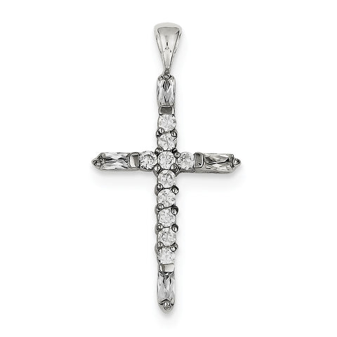Sterling Silver CZ Cross Pendant QC4270 - shirin-diamonds