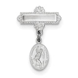 Sterling Silver Rhodium-plated Saint Christopher Medal Pin QC4397 - shirin-diamonds