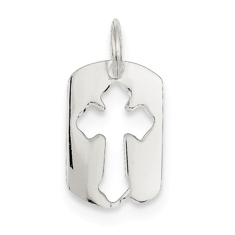 Sterling Silver Dog Tag Cross Charm QC4432 - shirin-diamonds