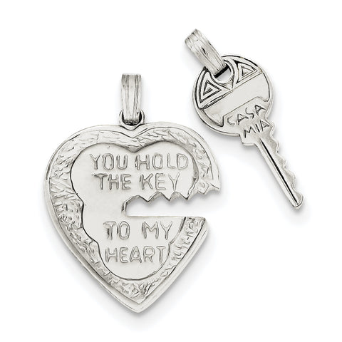 Sterling Silver Heart and Key Charms QC4603 - shirin-diamonds