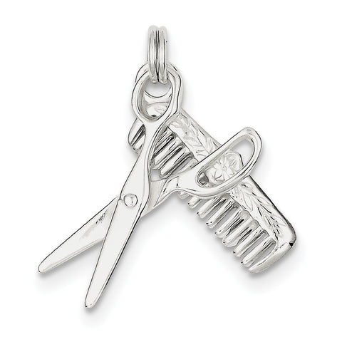 Sterling Silver Comb & Scissor Charm QC4653 - shirin-diamonds
