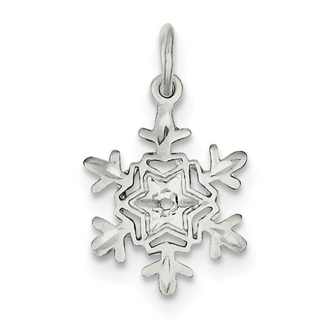 Sterling Silver Diamond Cut Snowflake Charm QC4746 - shirin-diamonds