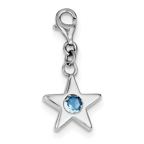 Sterling Silver Rhodium-plated March CZ Birthstone Star Charm QC4812 - shirin-diamonds
