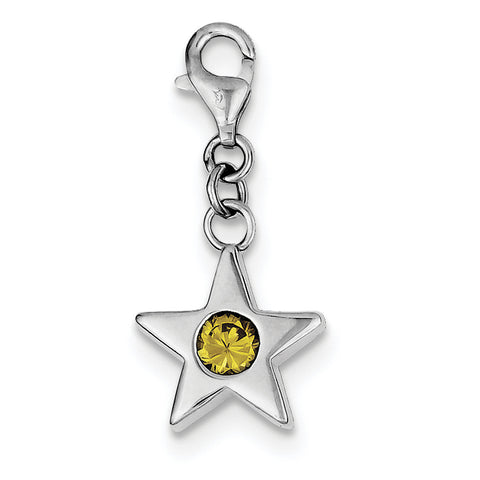 Sterling Silver Rhodium-plated November CZ Birthstone Star Charm QC4820 - shirin-diamonds