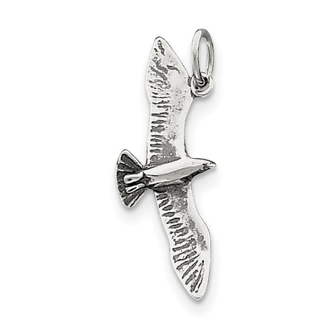 Sterling Silver Antiqued Wing Spread Seagull Charm QC5010 - shirin-diamonds