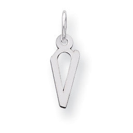 Sterling Silver Small Slanted Block Initial V Charm QC5081V - shirin-diamonds