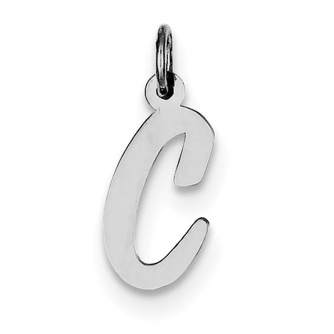 Sterling Silver Medium Script Initial C Charm QC5082C - shirin-diamonds