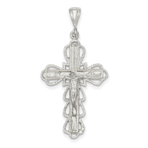 Sterling Silver Diamond-Cut Crucifix Pendant QC510 - shirin-diamonds