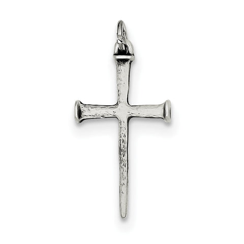 Sterling Silver Antiqued Nail Cross Pendant QC5237 - shirin-diamonds