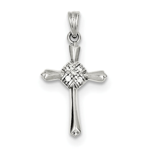 Sterling Silver CZ Celtic Cross Pendant QC5245 - shirin-diamonds