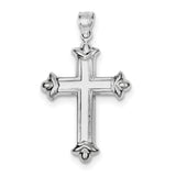 Sterling Silver Rhodium-plated Fleur-de-lis Cross Pendant QC5257 - shirin-diamonds