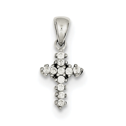 Sterling Silver CZ Cross Pendant QC5264 - shirin-diamonds