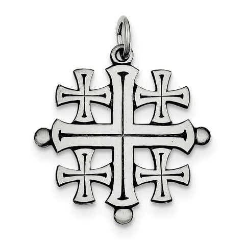 Sterling Silver Antiqued Jerusalem Cross Pendant QC5272 - shirin-diamonds