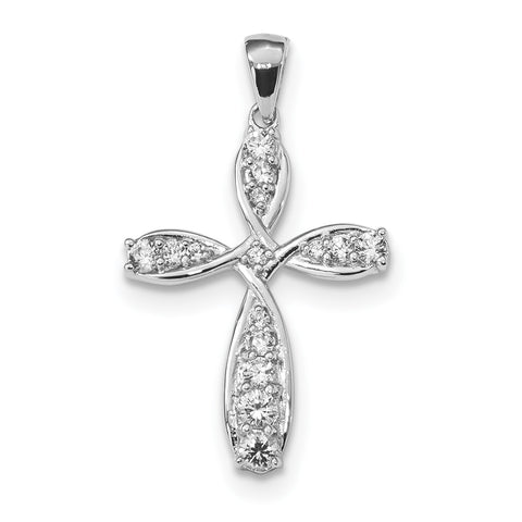 Sterling Silver CZ Cross Pendant QC5301 - shirin-diamonds