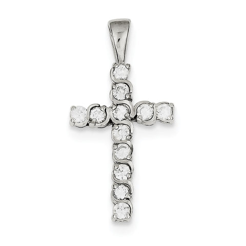 Sterling Silver CZ Latin Cross Pendant QC5312 - shirin-diamonds