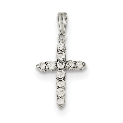 Sterling Silver CZ Cross Pendant QC5337 - shirin-diamonds