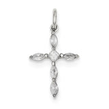 Sterling Silver CZ Cross Charm QC5339 - shirin-diamonds