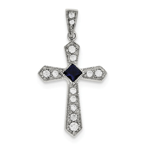 Sterling Silver CZ Passion Cross Pendant QC5348 - shirin-diamonds